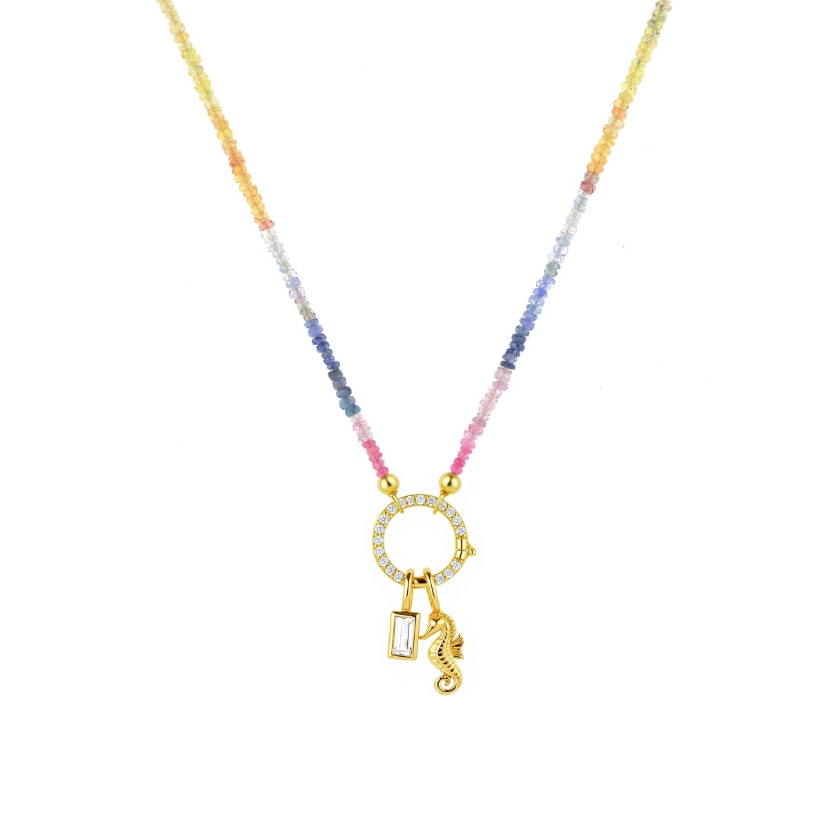 NOVA Rainbow Sapphire Halo Necklace – Joy & Harmony | BEAMMORE 