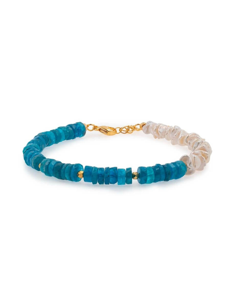 BEAMMORE AURA DUO Blue Apatite & Pearl Bracelet – Gemstone Jewelry