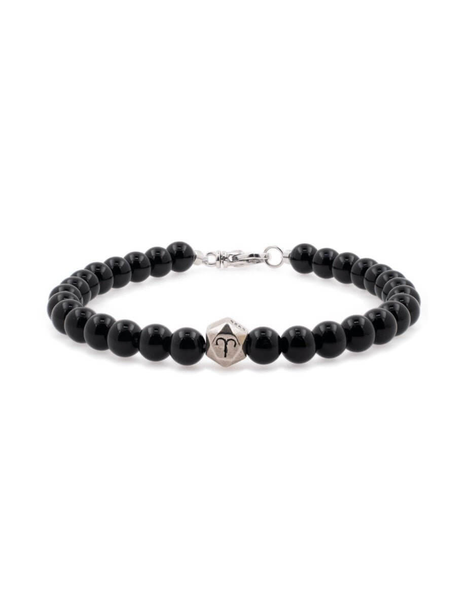 BEAMMORE Black Onyx Beaded Sterling Silver Bracelet – Beaded Gemstone Jewelry