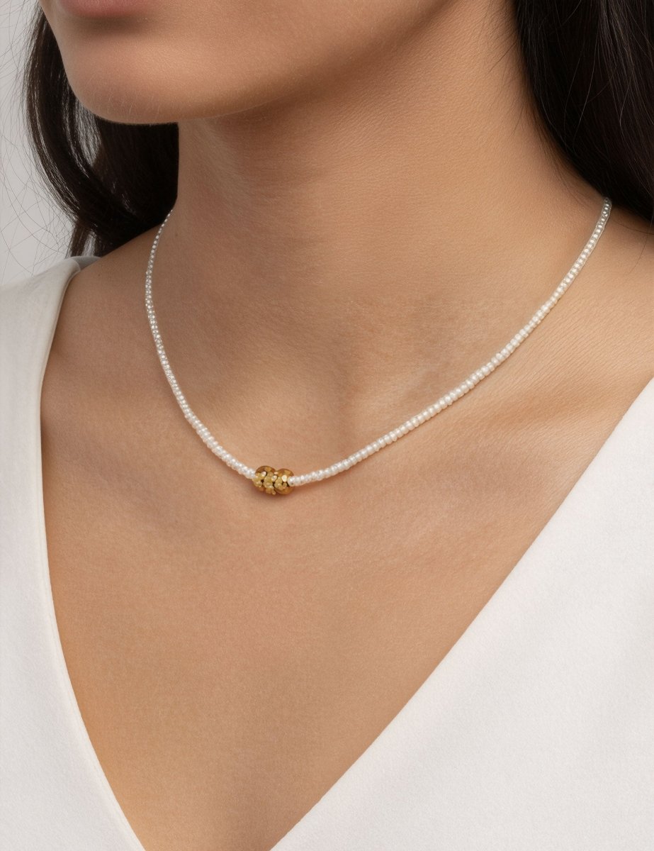 BEAMMORE Pearl Beaded Necklace – Beaded Gemstone Jewelry