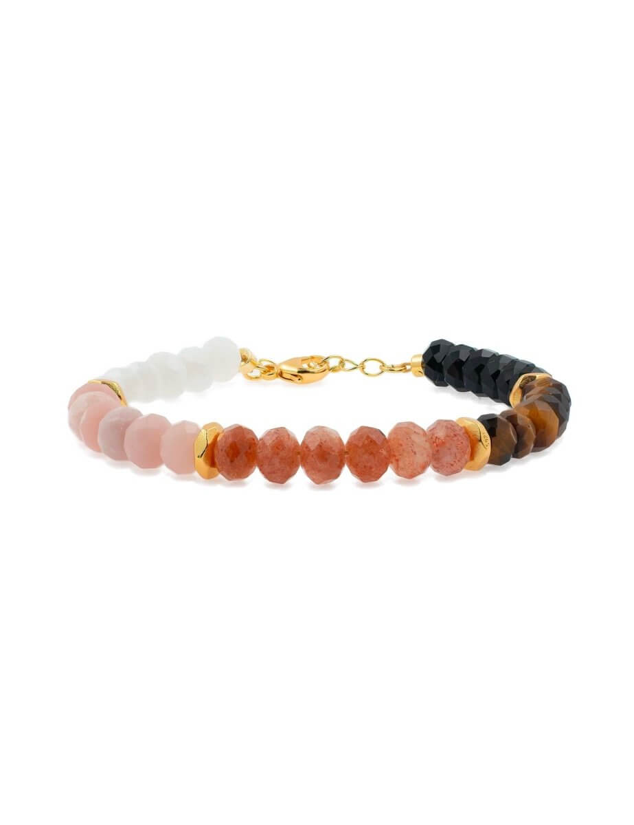BEAMMORE Moonstone Beaded Gold Bracelet – Beaded Gemstone Jewelry
