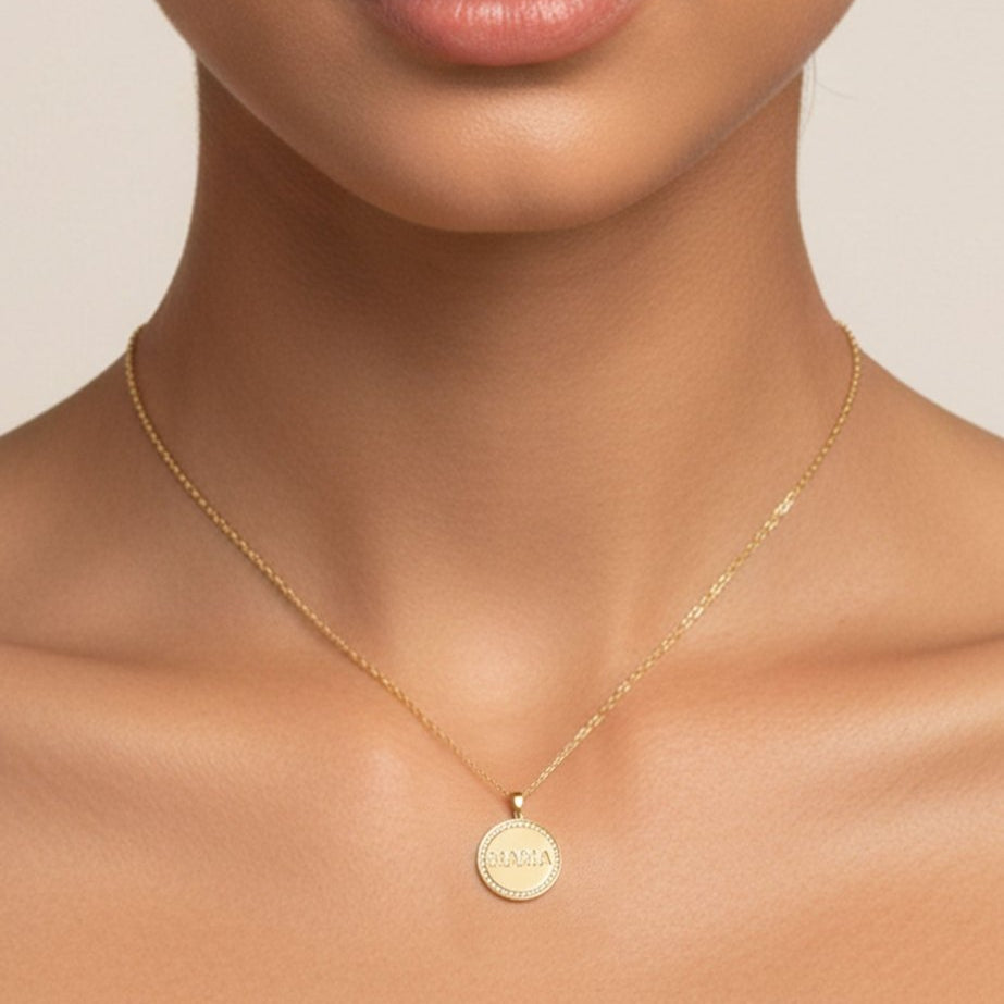 アクセサリー MAMA MAMA CZ Disc Necklace — 18K Gold Vermeil – BeamMore