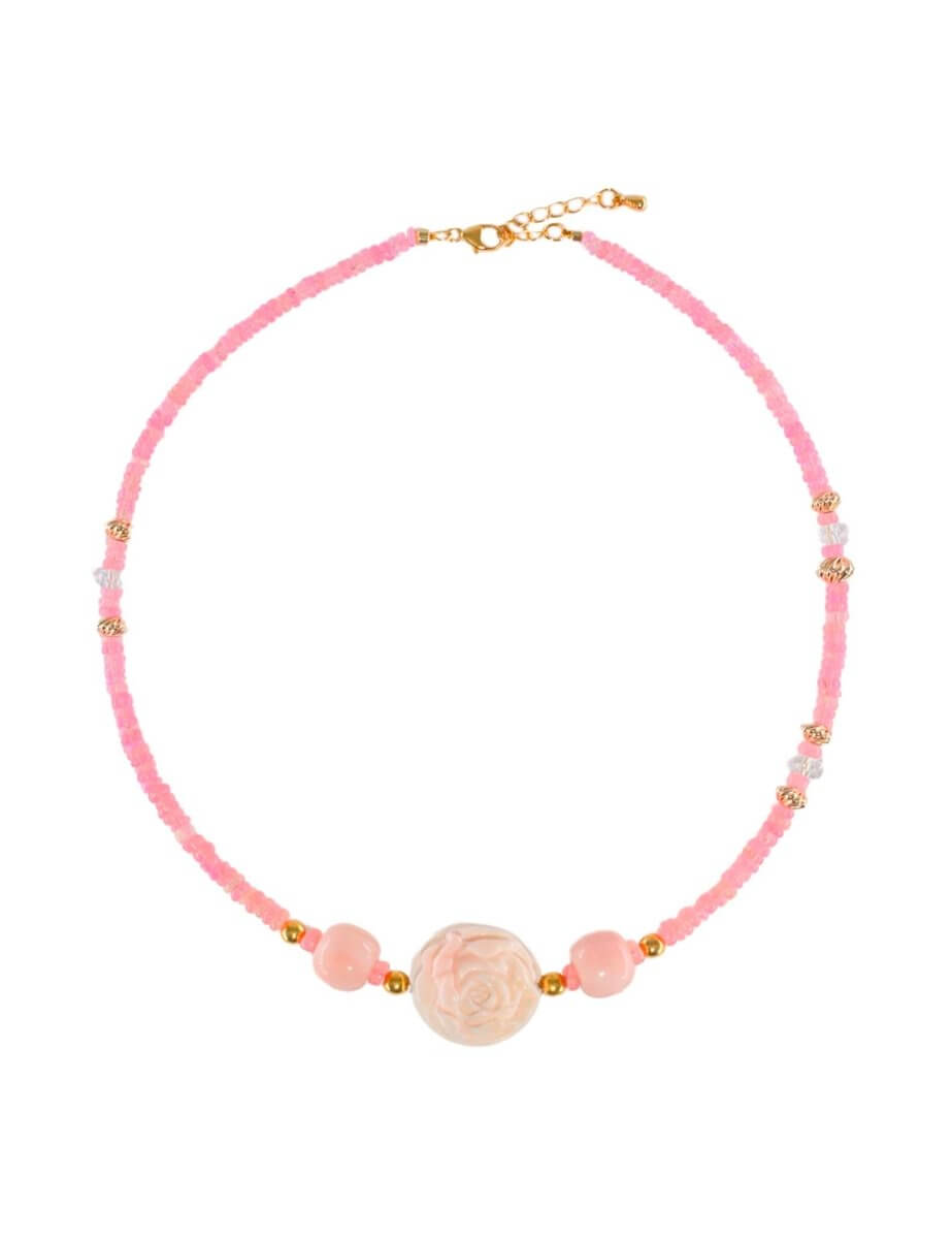 BEAMMORE Pink Opal Beaded Choker – Gemstone Jewelry
