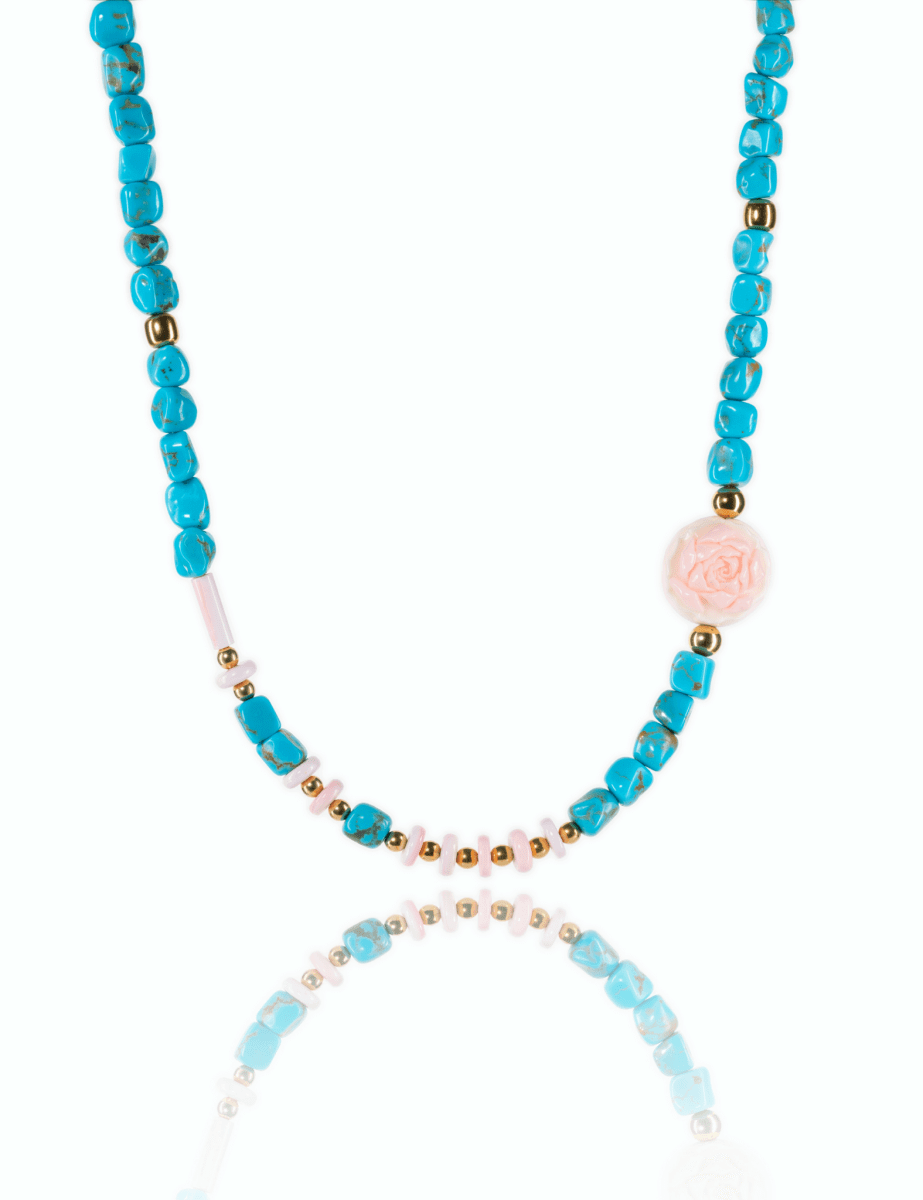 BEAMMORE Turquoise Beaded Necklace – Gemstone Jewelry