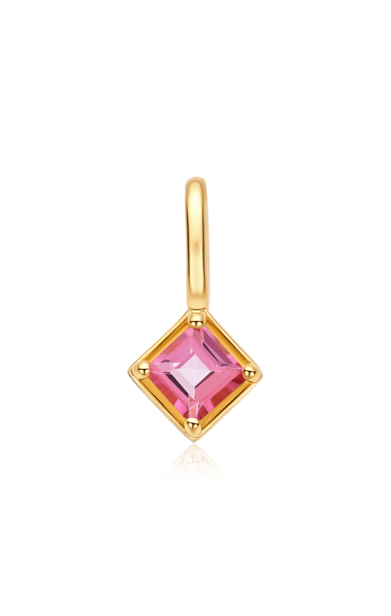 Pink Topaz Square Charm - BeamMore