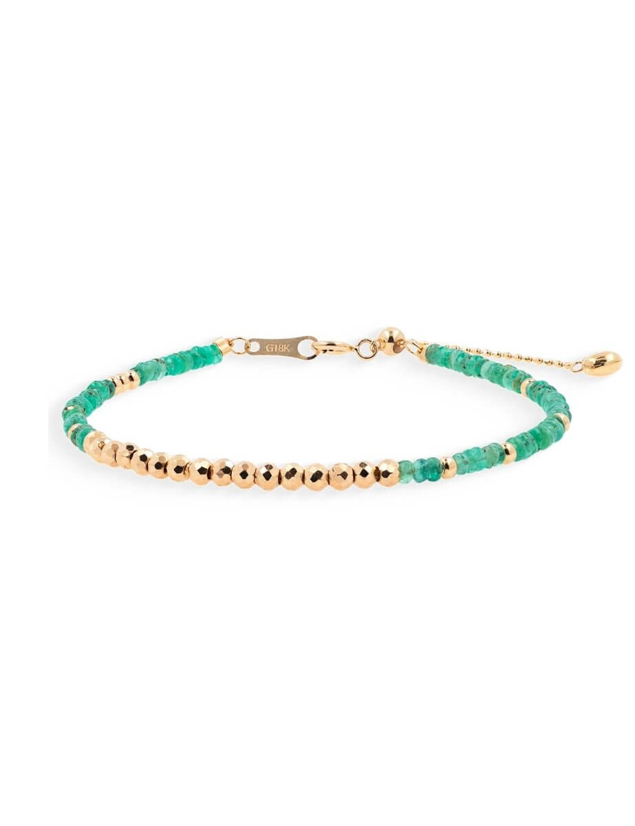 BEAMMORE Emerald Garden Light Beaded 18K Gold Bracelet – Gemstone Jewelry