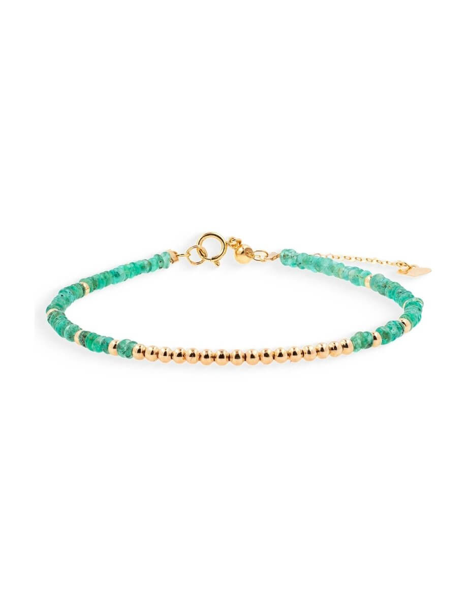 BEAMMORE Emerald Spring Glimmer Beaded 18K Gold Bracelet – Gemstone Jewelry