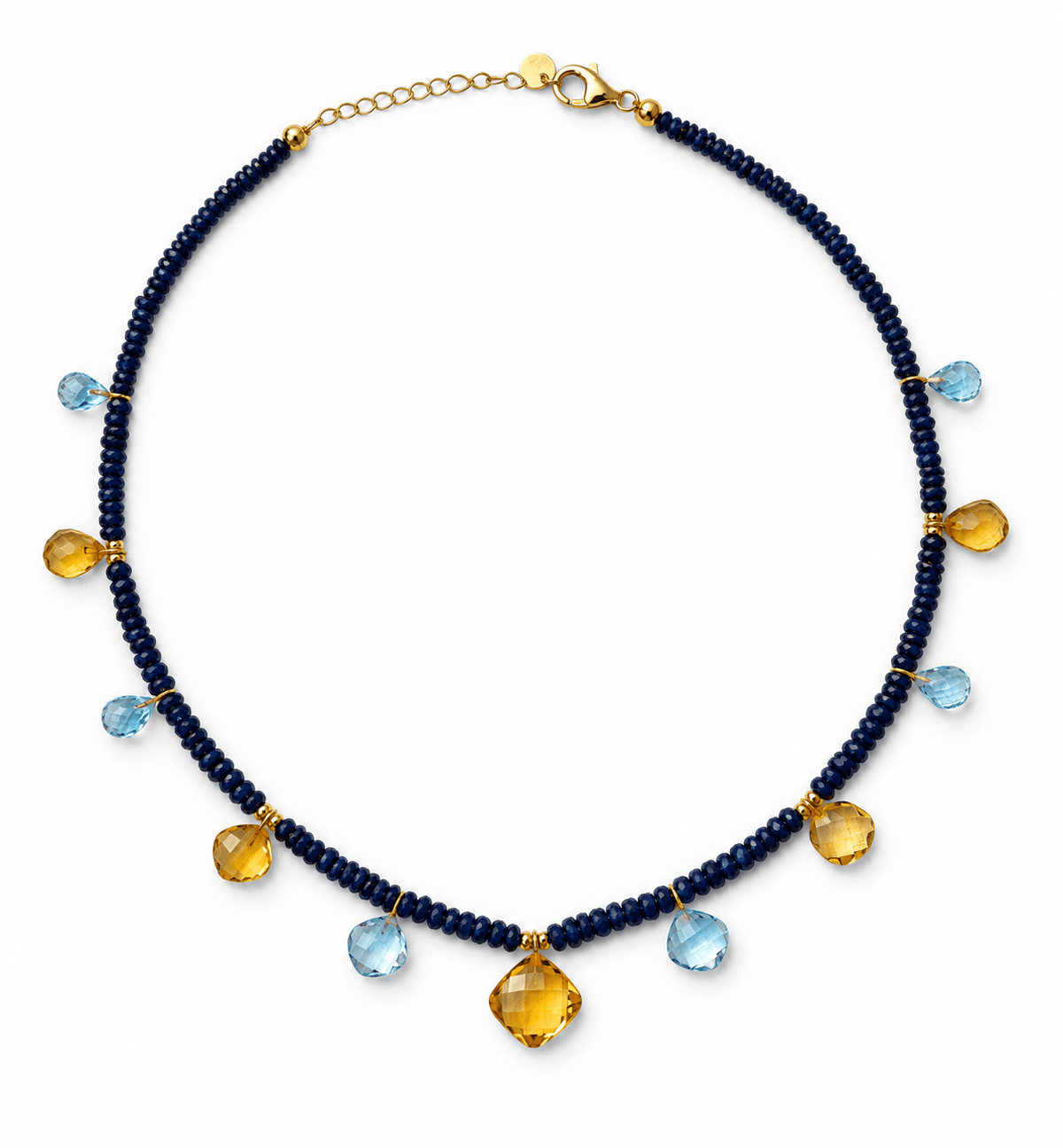 SHANGHAI FACETED SAPPHIRE & MULTICOLOR TOPAZ NECKLACE - BeamMore