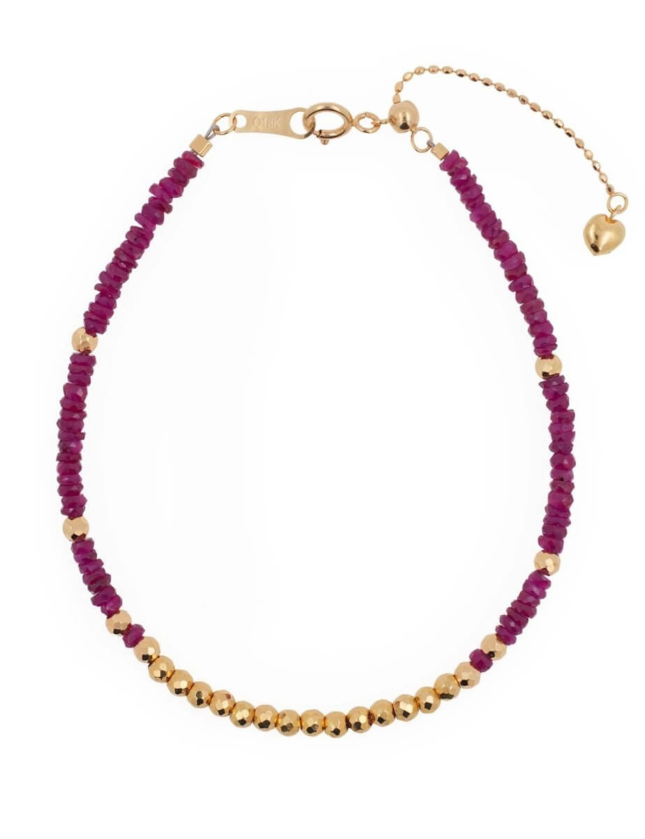 BEAMMORE Ruby Beaded 18K Gold Bracelet – Gemstone Jewelry