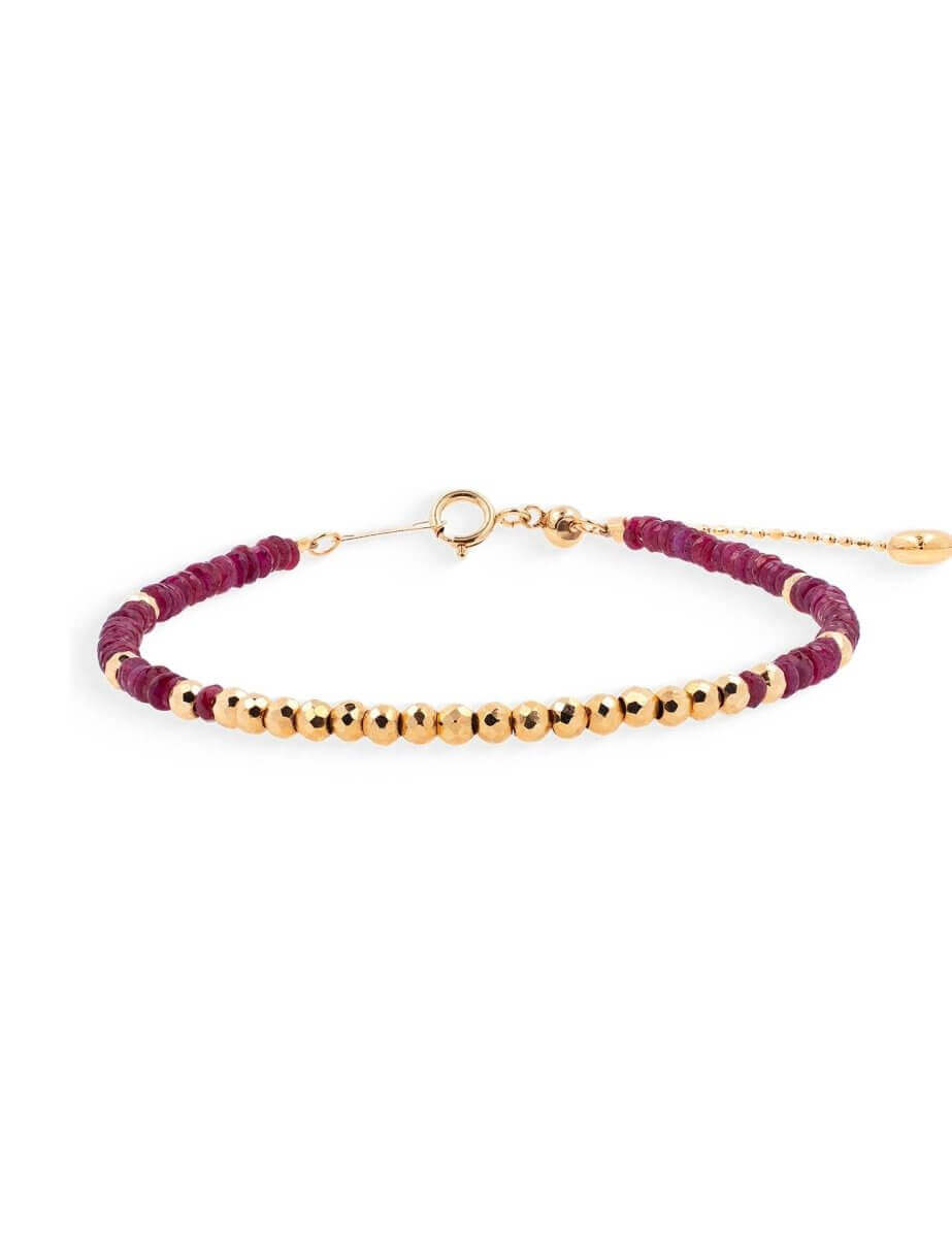 BEAMMORE Ruby Beaded 18K Gold Bracelet – Gemstone Jewelry