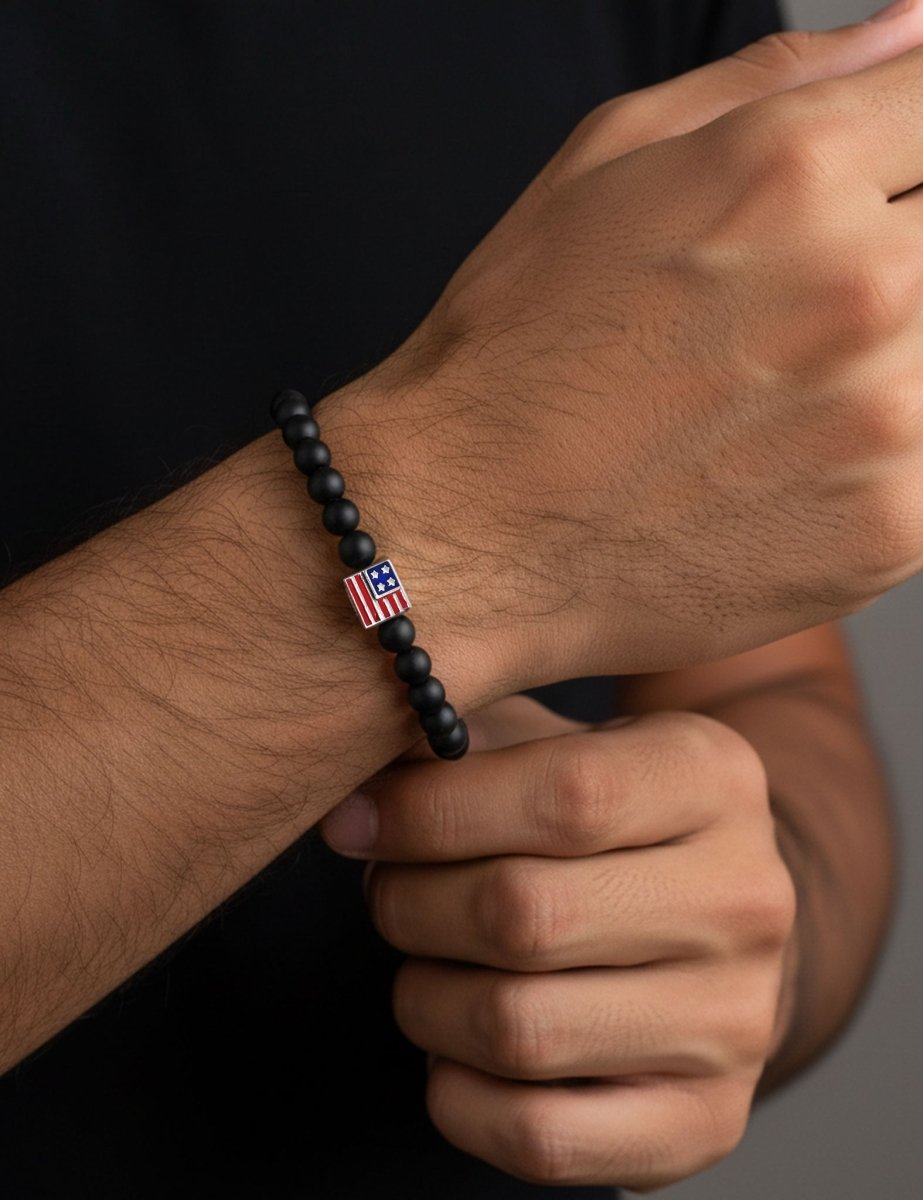 Model wearing Spirit Men's Bracelet ‒ Four Pillars - BeamMore