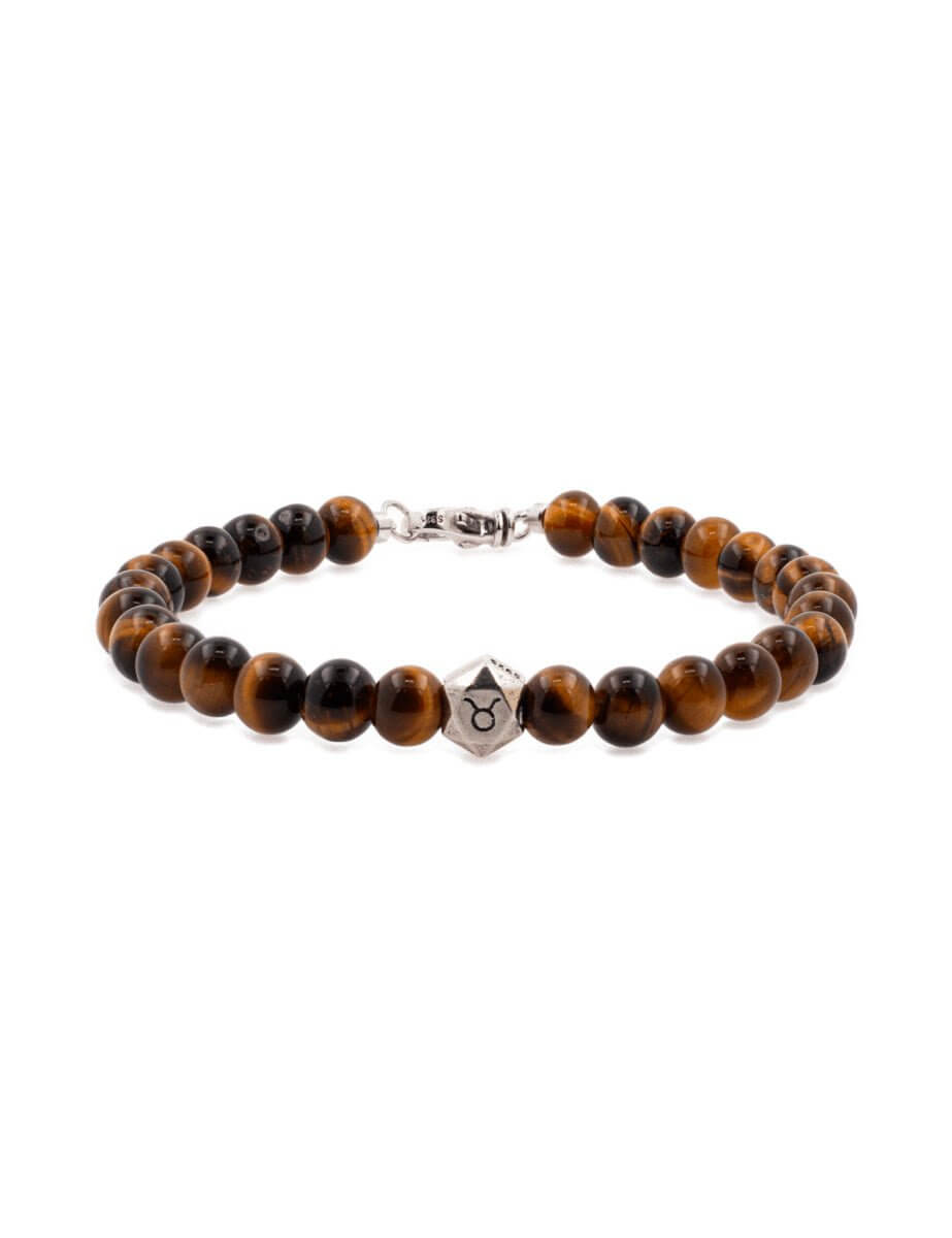 BEAMMORE Tiger’s Eye Beaded Sterling Silver Bracelet – Beaded Gemstone Jewelry