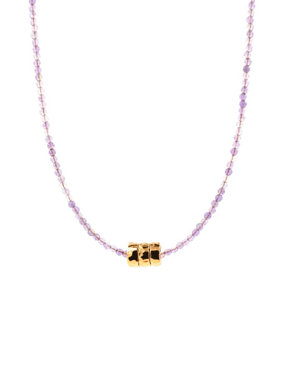 BEAMMORE Amethyst Beaded Necklace – Beaded Gemstone Jewelry
