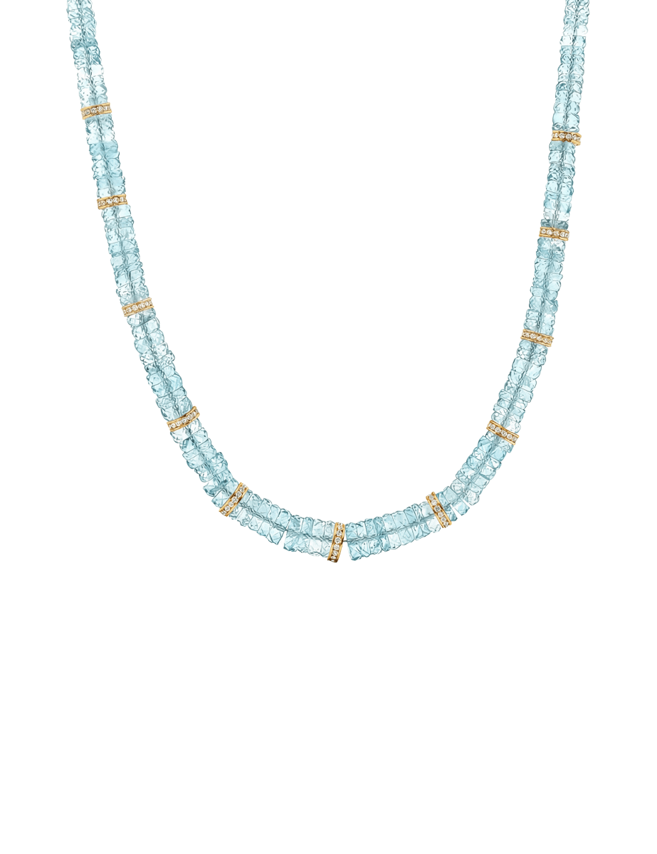 BEAMMORE Aquamarine Gold-Plated Sterling Silver Necklace – Gemstone Jewelry