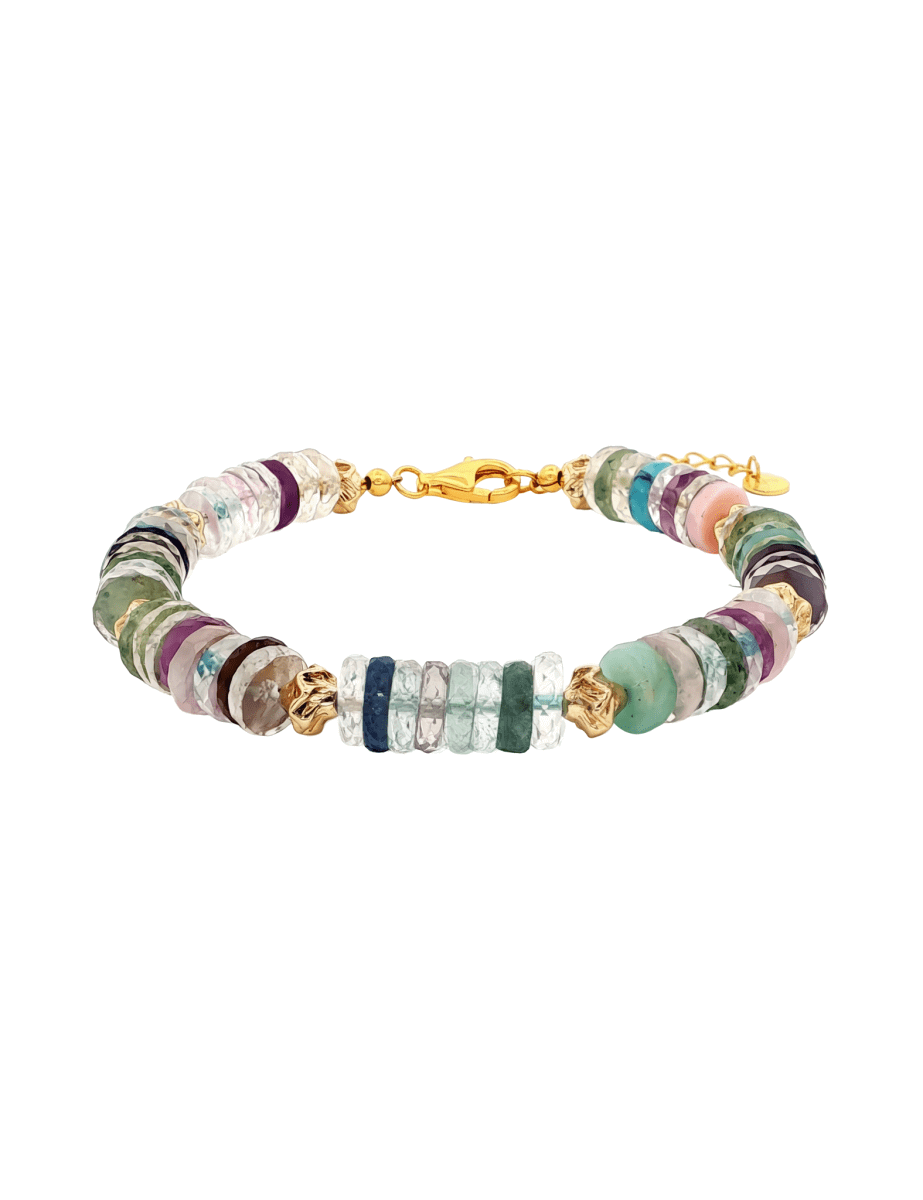 BEAMMORE Multicolor Gemstone Gold-Plated Brass Bracelet – Gemstone Jewelry